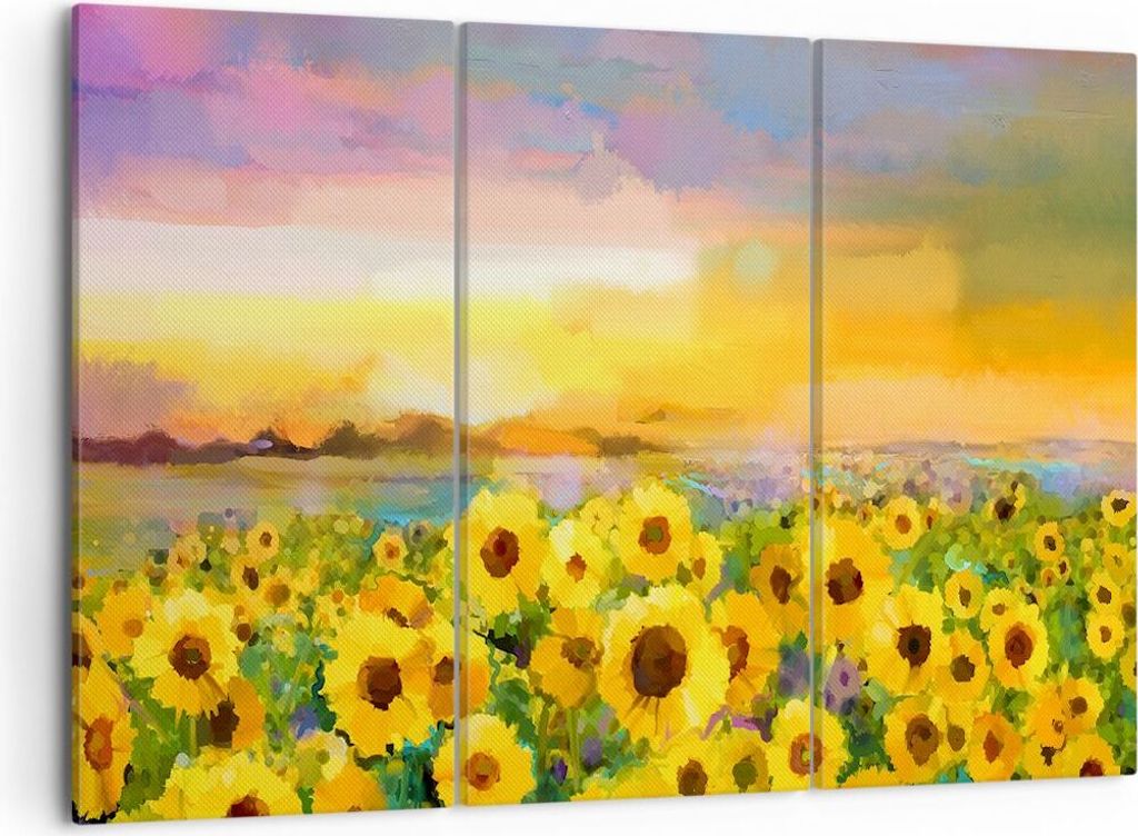Bild auf Leinwand - Leinwandbild - Sonnenblumen Blume - 105x70cm - Wand Bild - Wanddeko - Leinwanddruck - Bilder - Kunstdruck - Wanddekoration - Le...