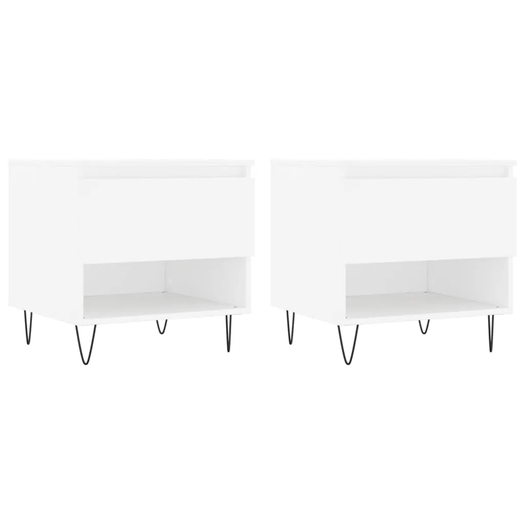 Set 2 Tavolini Salotto Bianchi SYFAX™ Legno Multistrato 50x46x50 cm