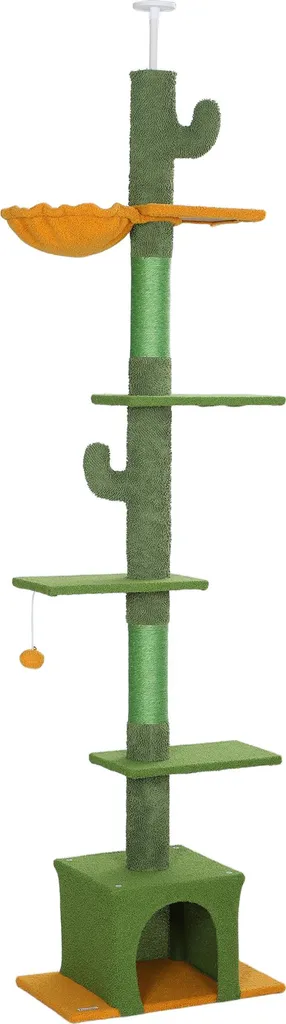Arbre à chat pour grand salon, meuble de jeu vertical modulable vert