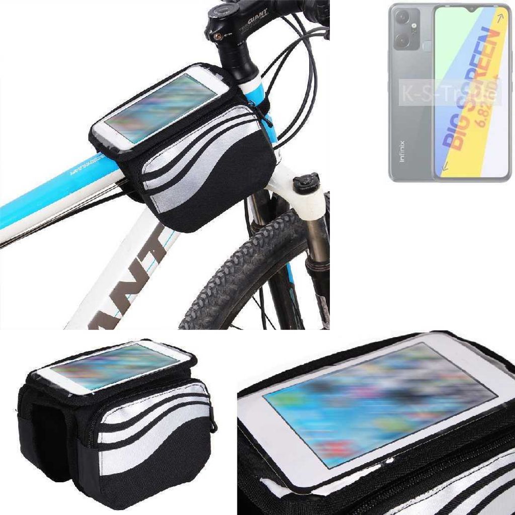 K-S-Trade Rahmentasche Fahrrad-Halterung kompatibel mit Infinix Smart 6 Plus X6823C Rahmenhalterung Fahrrad Handyhalterung Fahrradtasche Handy