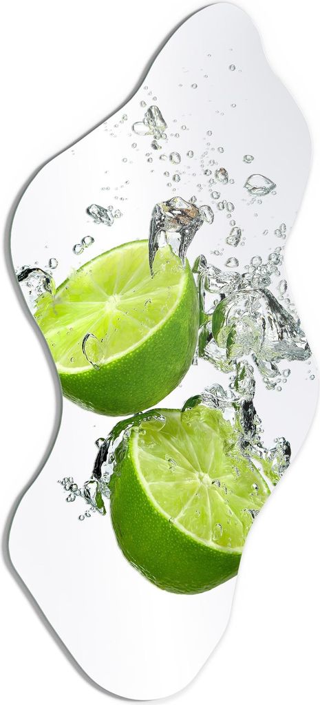 DEQORI Wandspiegel Organisch 48,9x93,8 cm 'Limettenhälften im Wasser' Spiegel Badspiegel