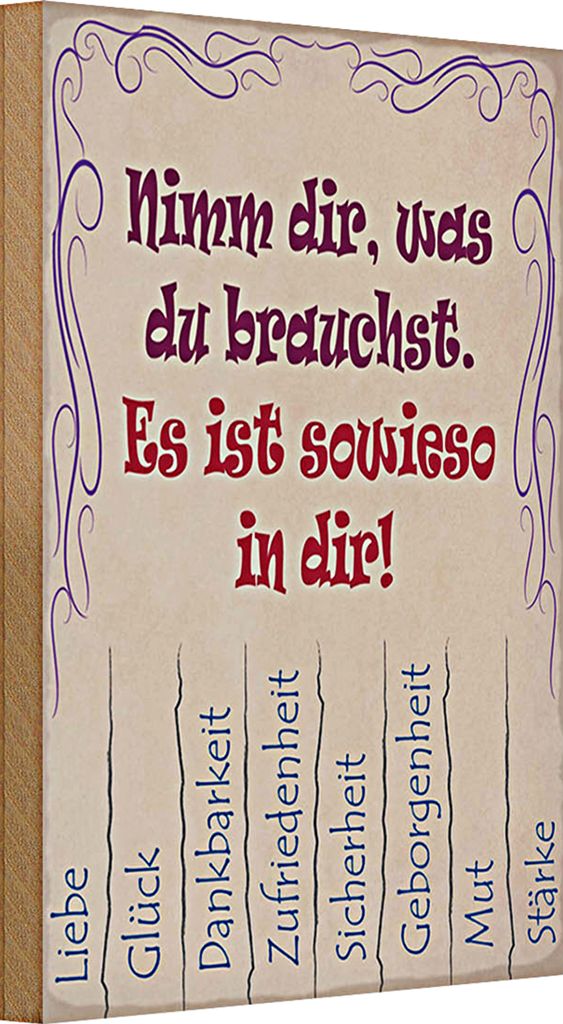 Holzschild Spruch 20x30cm Nimm dir was du brauchst Liebe