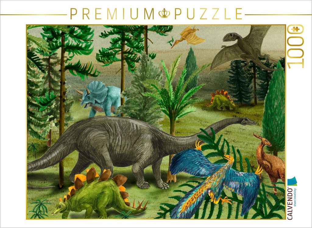 CALVENDO Puzzle Erdzeitalter Jura, Leben auf dem Land | 1000 Teile Lege-Größe 64x48cm Foto-Puzzle für glückliche Stunden