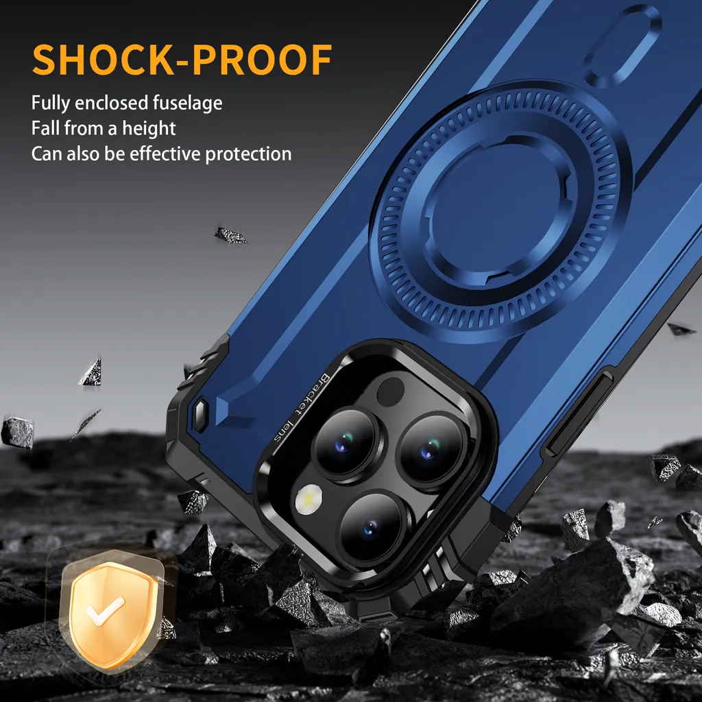 Cover Professionale iPhone 15 Pro Max Blu con Anello Magnetico - 7