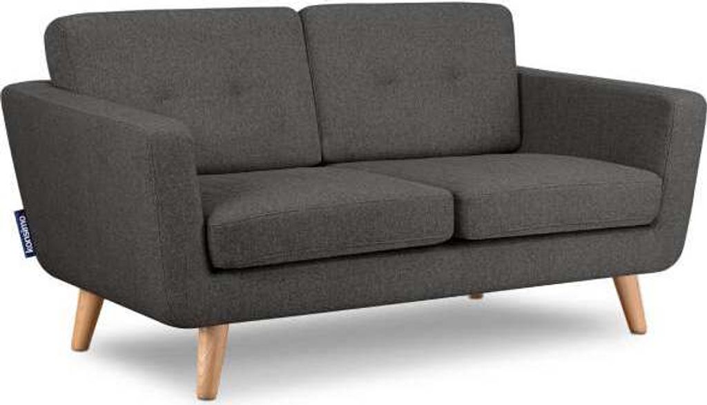 KONSIMO 2 Sitzer Sofa mit Steppung auf den Rückenkissen "TAGIO II", graphit, Gewebestoff, Scandinavian, 153x80x84cm