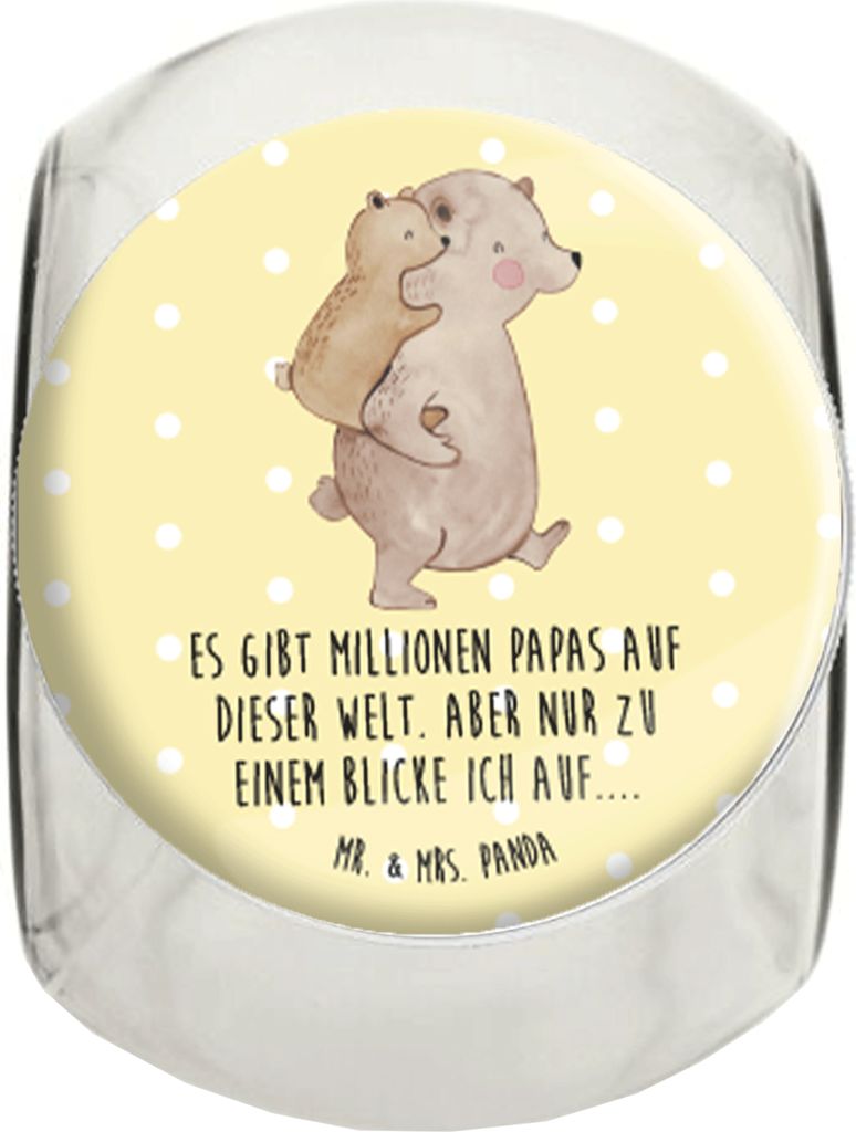 Mr. & Mrs. Panda Teedose Papa Bär XL 2000ml - Gelb Pastell - Geschenk, Vatertag, Bonbonglas, Bruder, glasbehälter, Frischhaltedose, Kaffeedose, k...
