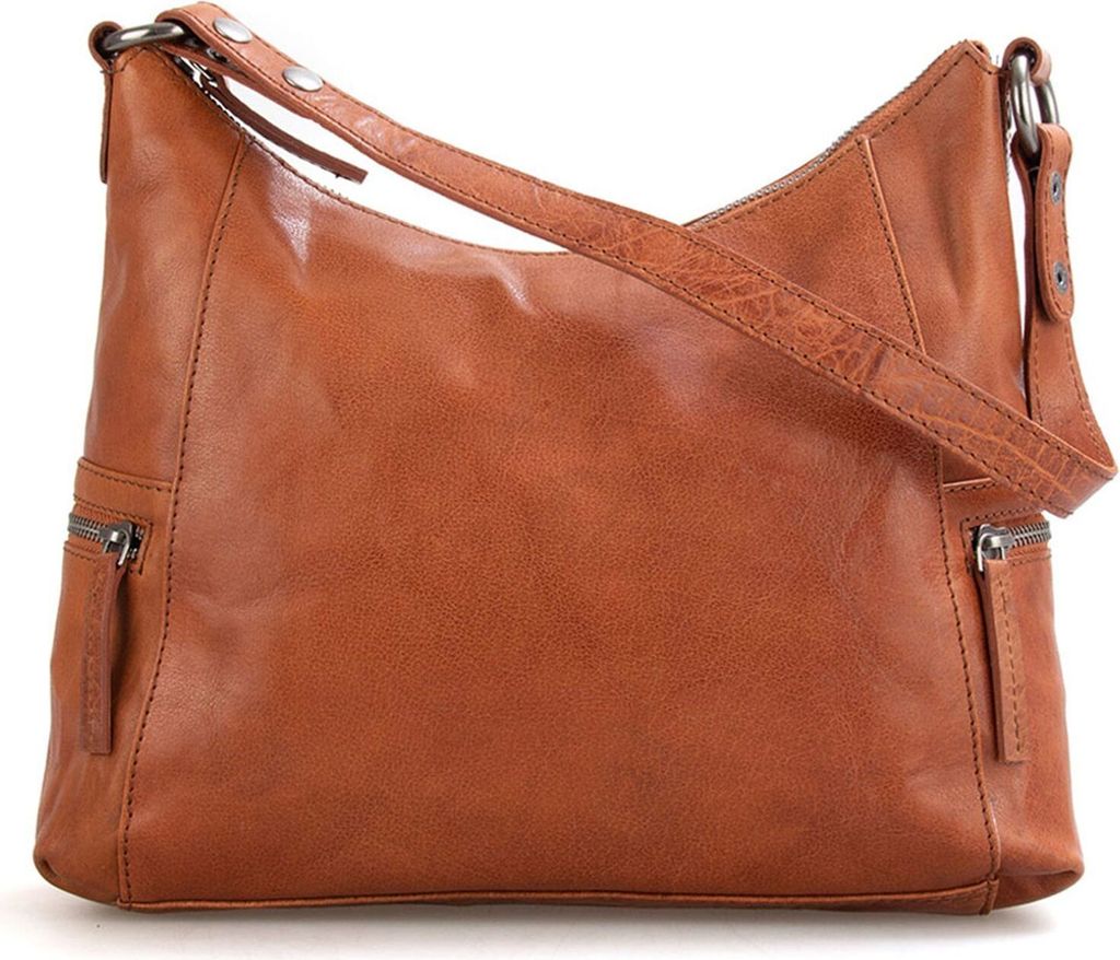 SPIKES & SPARROW Leder Umhängetasche Schultertasche Bronco Shoulderbag Brandy braun