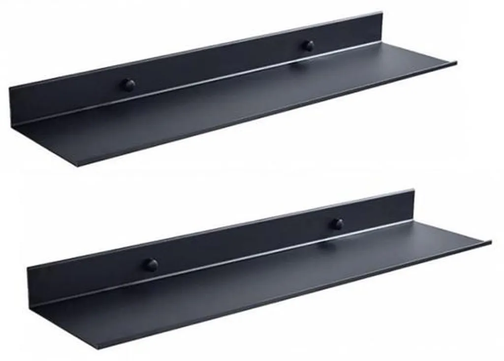 Étagère murale inoxydable noire 50 cm, rangement compact et durable