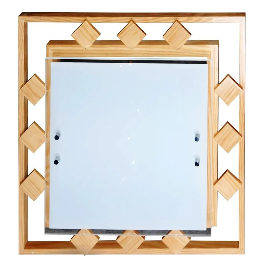 Luminaire Plafonnier Bois NATURA marron, 2 ampoules E27 style scandinave