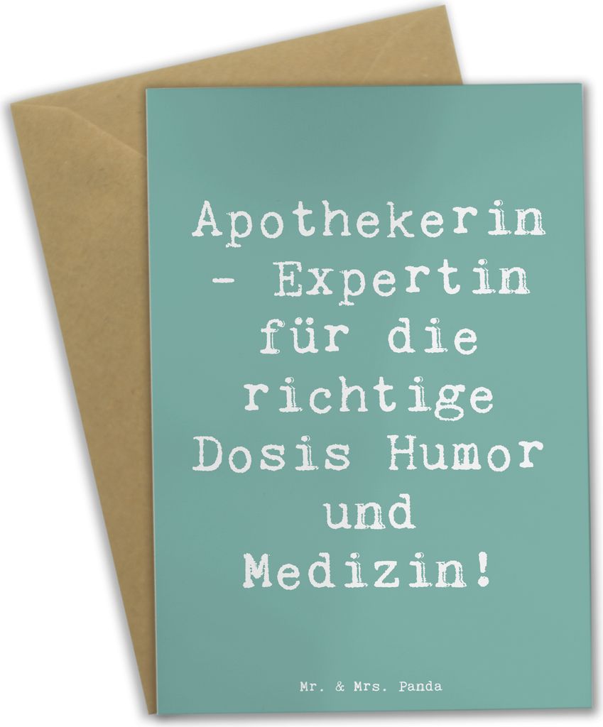 Mr. & Mrs. Panda Glückwunschkarte Spruch Apothekerin Humor Expertin - Meeresbrise - Geschenk, Beruf, einladungskarten, Motivation, osterkarte, Ges...