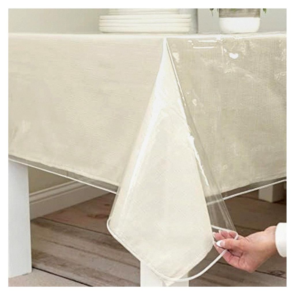 Robuste, transparente Kunststofftischdecke, 100 % wasserdicht, Vinyl, ölbeständig, abwischbar, für Esstische, Partys und Schulprojekte (137,2 x ...