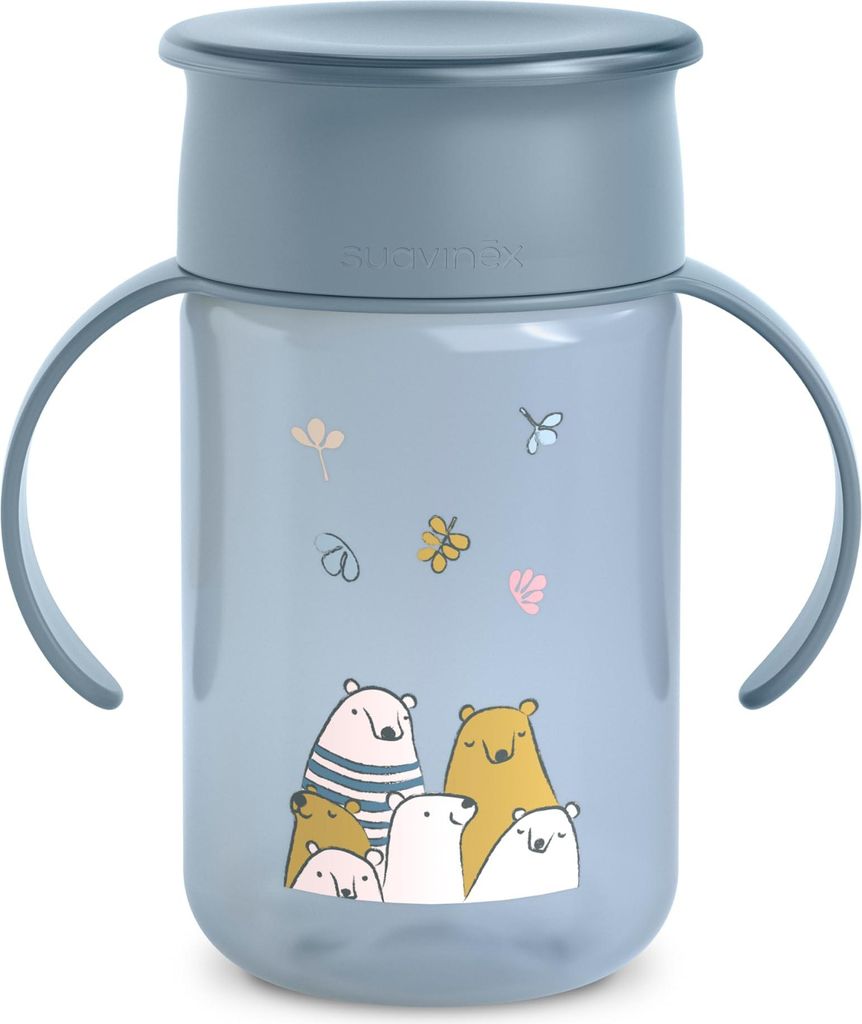 Suavinex, Baby Learning Cup, 360° Trinklernbecher und tropffreier Becher, Magic Cup mit Griffen und Deckel, spülmaschinen- und mikrowellenfest, 3...