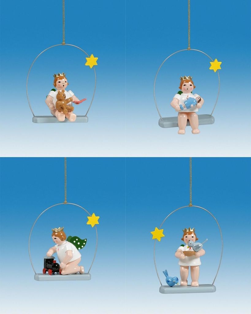 Christbaumschmuck Engel auf Himmelsschaukel mit Spielzeug 4 Produktbild 