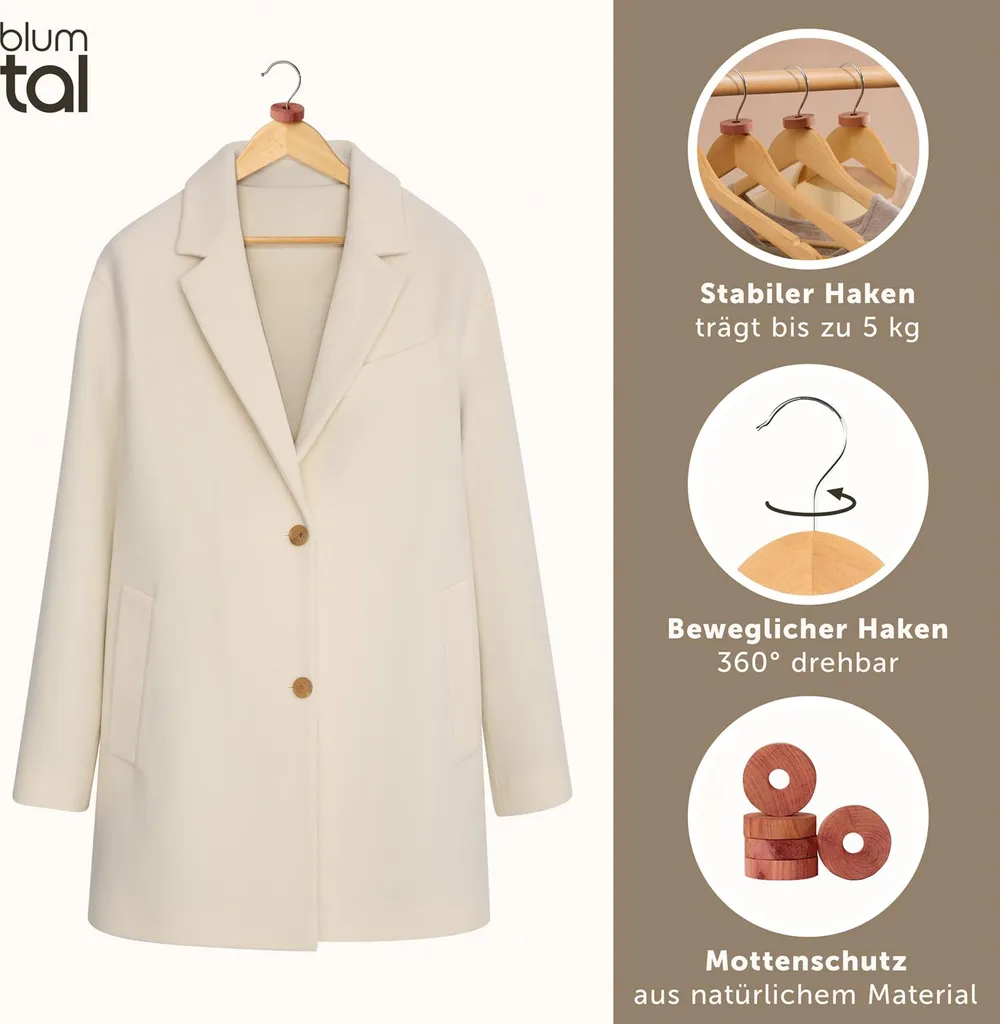 Blumtal cintres bois lot de 40 avec crochet rotatif 360 pour dressing - 4