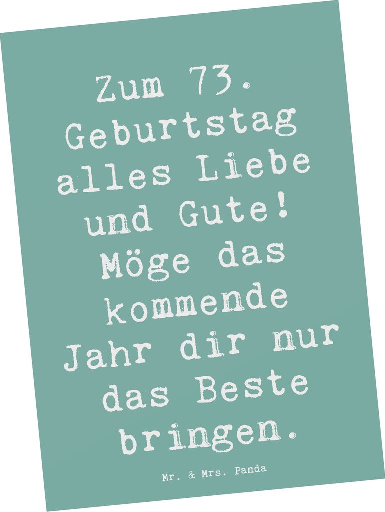 Mr. & Mrs. Panda Postkarte Spruch 73. Geburtstag Produktbild 