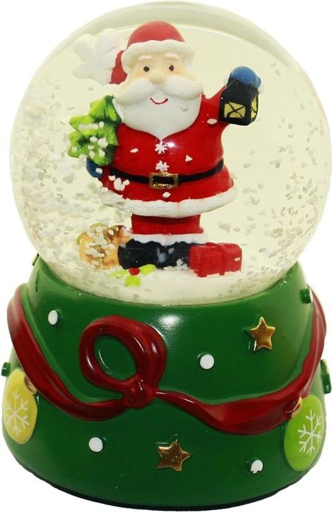 HAAC Schüttelkugel Musik Weihnachtsmann oder Weihnachtsrentier Glittern 15 cm