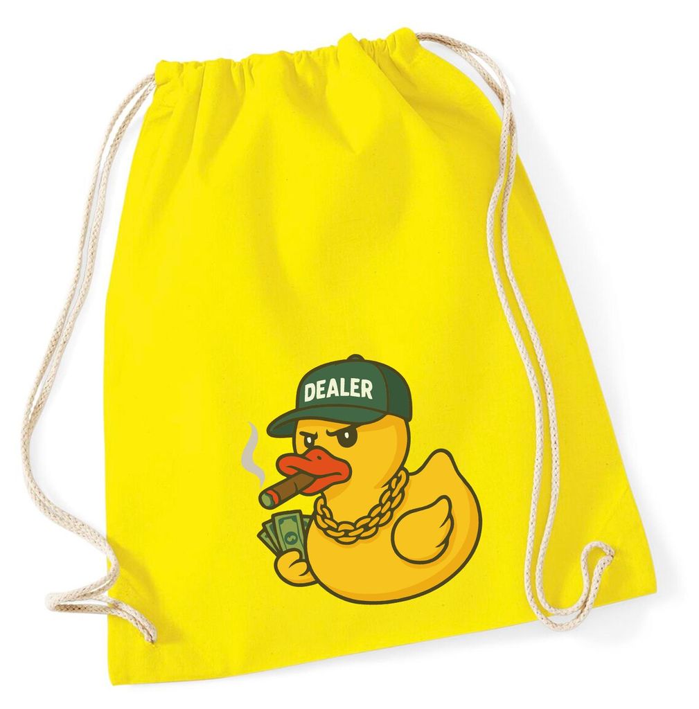 Huuraa Turnbeutel Quietscheente Dealer Gummiente Händler 12 Liter Yellow Baumwolle Rucksack Geschenkidee