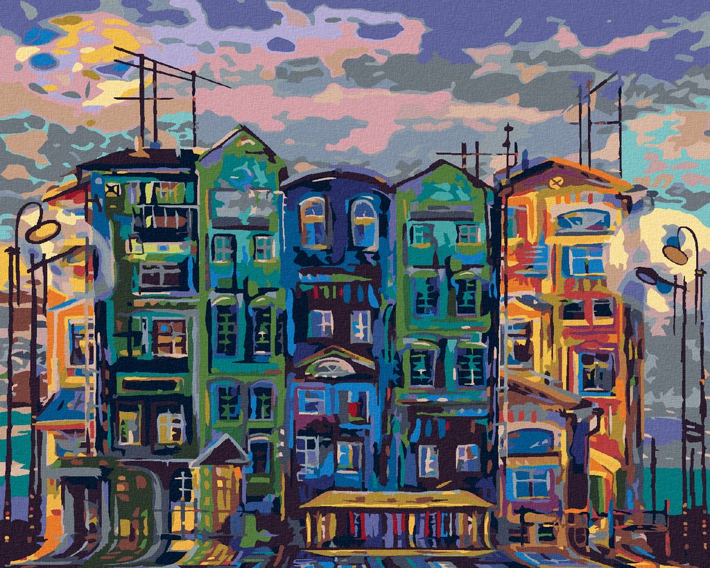 Zuty - Malen nach Zahlen - HOHE HÄUSER IN AMSTERDAM, 40x50 cm, ohne Keilrahmen