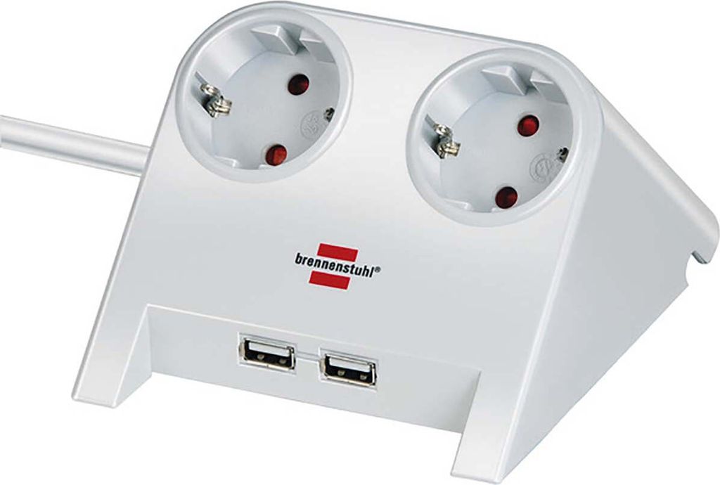 Brennenstuhl Tischsteckdose 2x 2-USB Ports 2100mA weiß