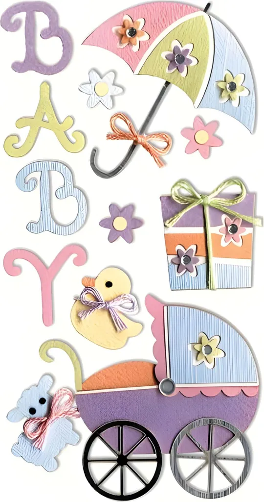 Stickers Bébé Adhésifs Heyda 203780631 Planche Déco Scrapbooking 16,5 cm
