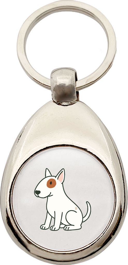 Huuraa Schlüsselanhänger Bullterrier Comic Bulli Metall Schlüsselring Einkaufswagenchip Geschenkidee