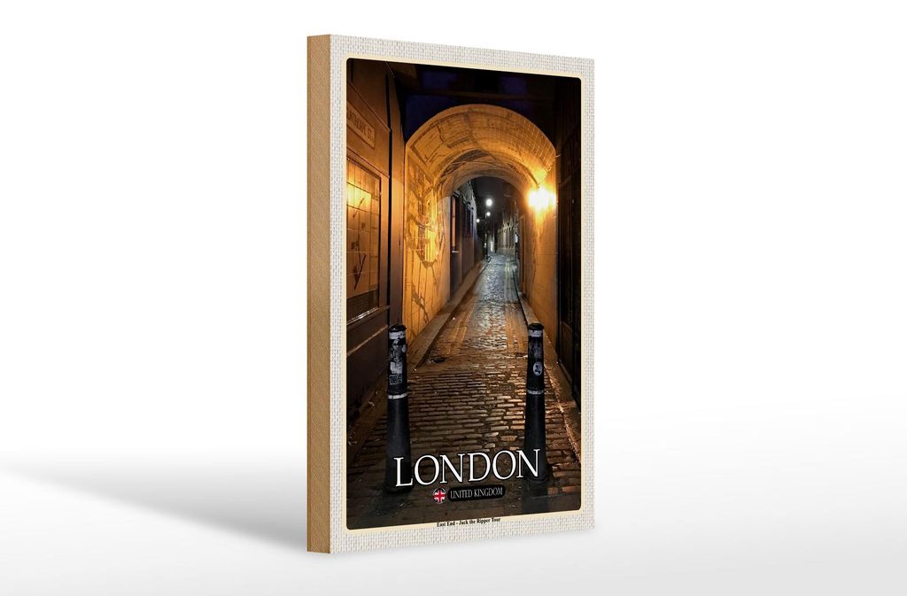 Holzschild Städte London East End Jack Ripper Tour 20x30cm