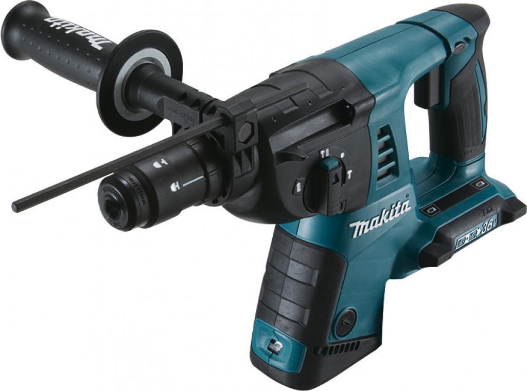 A cordless rotary hammer drill is shown against a white background.