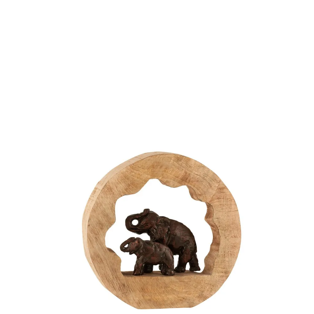 Décoration de Salon Figurine Éléphant en Bois et Bronze J-Line Small