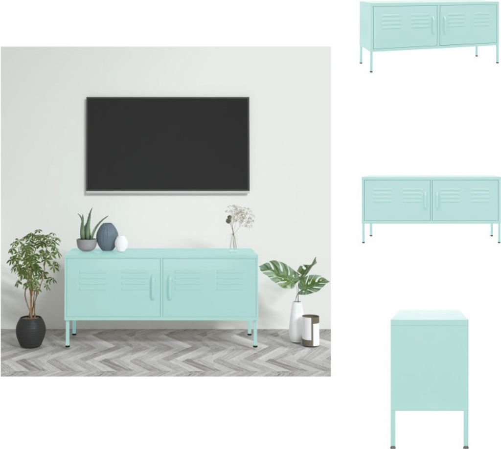 vidaXL TV-Schrank Minzgrün 105x35x50 cm Stahl - TV-Möbel