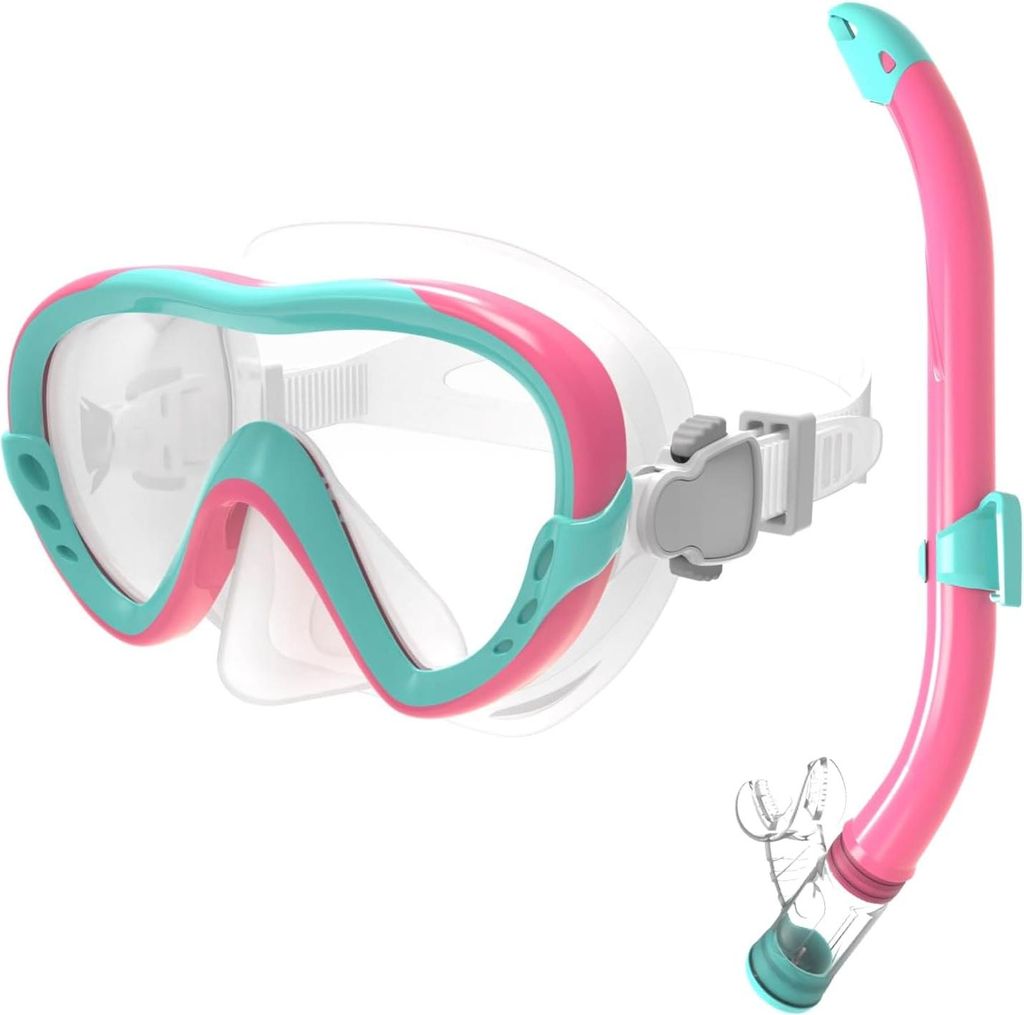 Schnorchelset für Kinder - Anti-Leck Schnorchelmaske mit Tauchbrille und trockener Schnorchel - Geeignet für Jungen und Mädchen