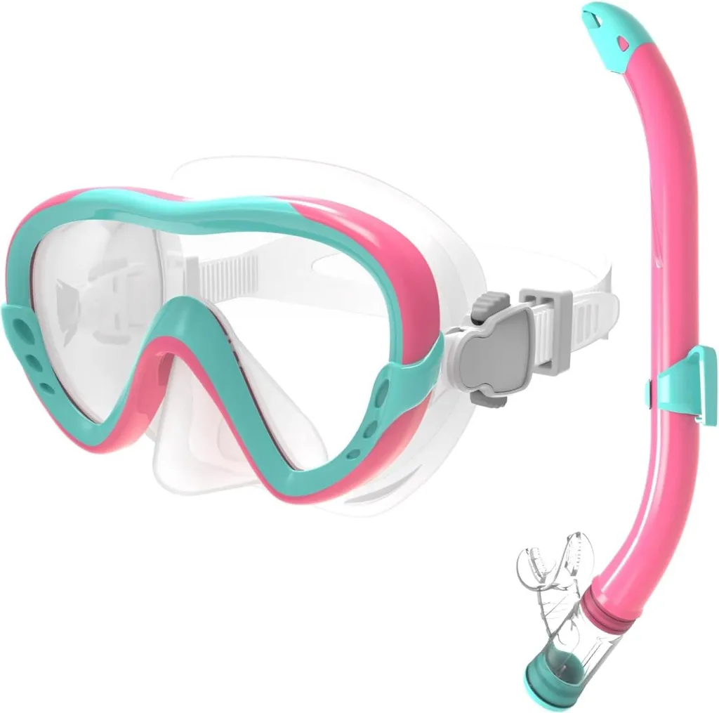 Ensemble masque et tuba sec pour enfant, kit snorkeling anti-buée