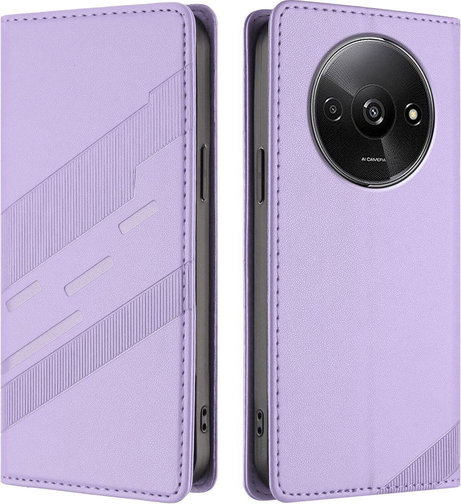 Hülle für Xiaomi Redmi A3 / Poco C61, Kunstleder Brieftaschen Handyhülle mit Kartenfach und Standfunktion Violett