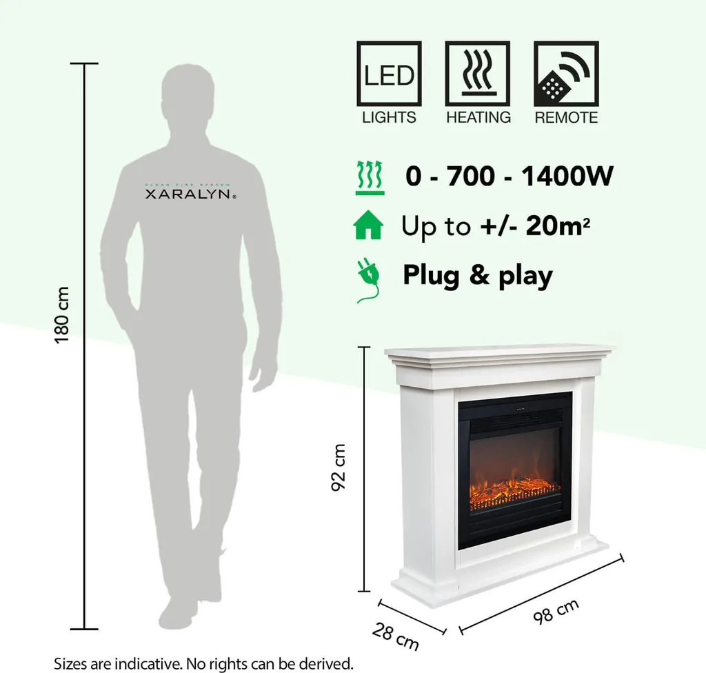 Cheminée électrique 1400W avec télécommande Xaralyn Flex Blanche - 4