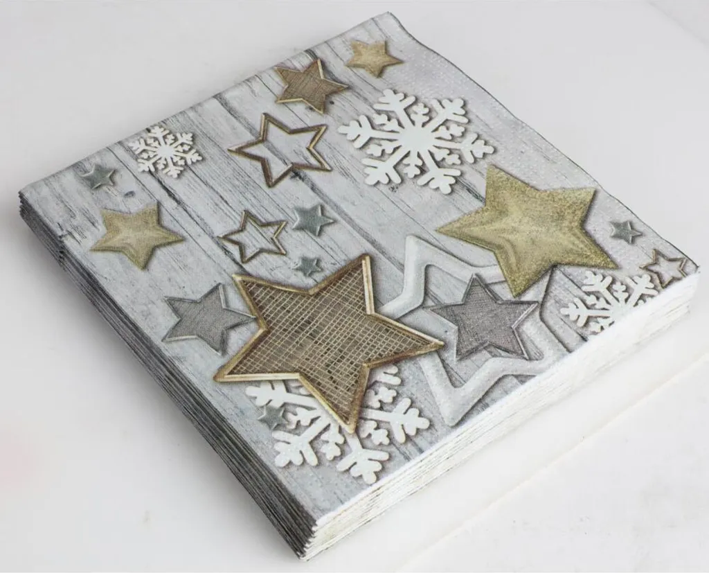 Serviettes en Papier Noël 20 Étoiles Décoration de Table Jetable 24x