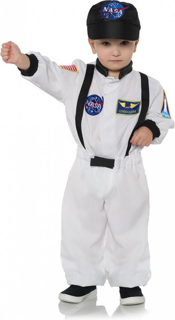 Weißes Astronauten Kleinkinder-Kostüm mit Mütze für Fasching Größe: L