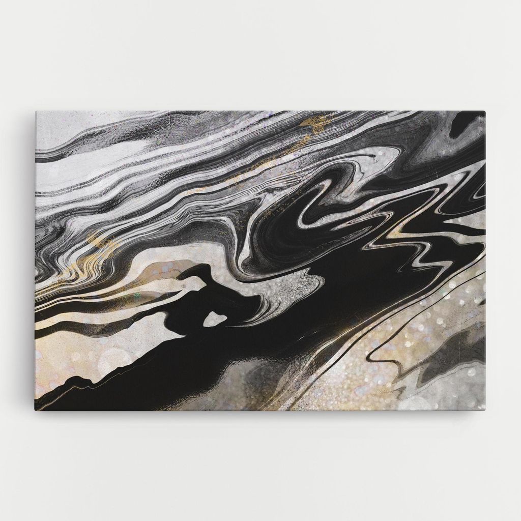 ARTHUB Leinwandbild 20x30 cm, Marble Black Liquid | Wohnzimmerdekoration, Hängende Bilder, Wanddekoration, Heimdekoration, Abstrakte, Marmor