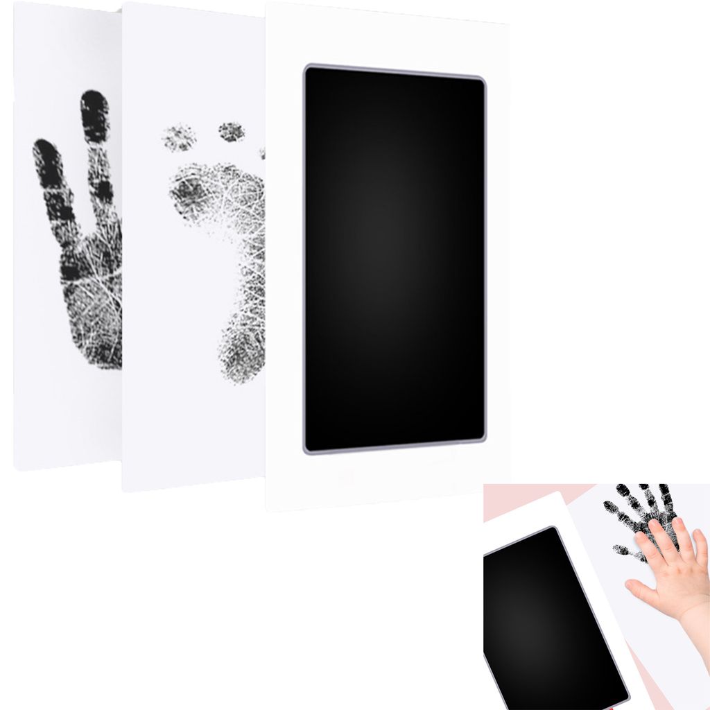 3 Stück Pfotenabdruck Set, Baby Fußabdruck Set, Abdruckkissen Hund Katze Baby Handabdruck Fuß- oder Hand-Abdruck Set(Schwarz)