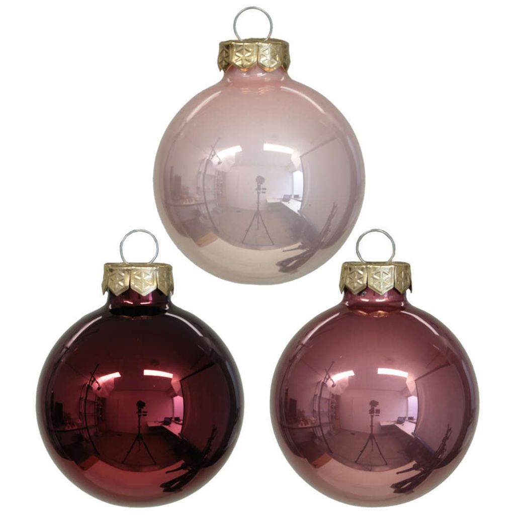 4 Weihnachtskugeln Glas 100mm Christbaumkugel Baumschmuck Weihnachten 10cm, Menge:1 Pack, Farbe:Wild Blossom
