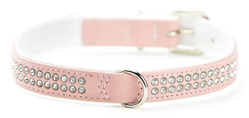 Collier chic Nobby Crystal 47 cm rose blanc double rangée de cristaux