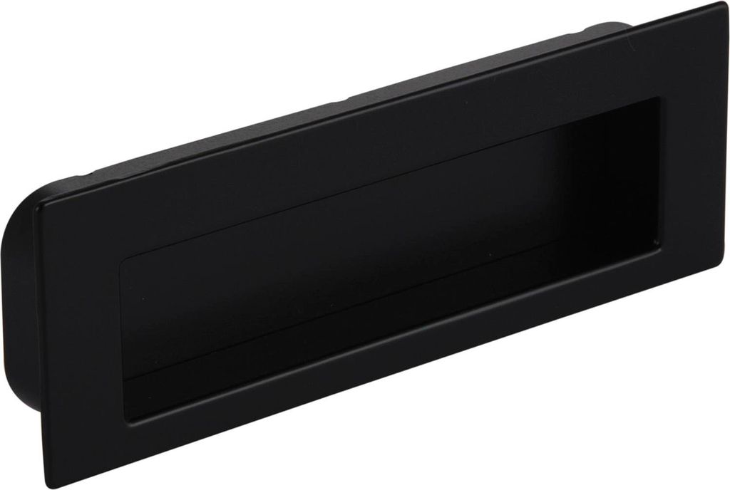 Siro Muschelgriff Nicola B 112 - Zinkdruckguss schwarz matt - Einlassmaß 106,5x31mm - Griffmuschel für Möbel und Schubladen