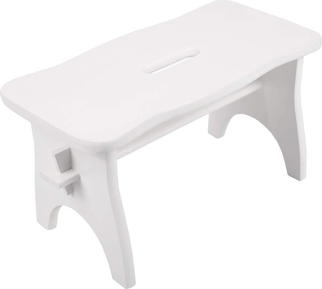 Creative Deco Holz Weißer Hocker | 38 x 19 x 21 cm | Produktbild 