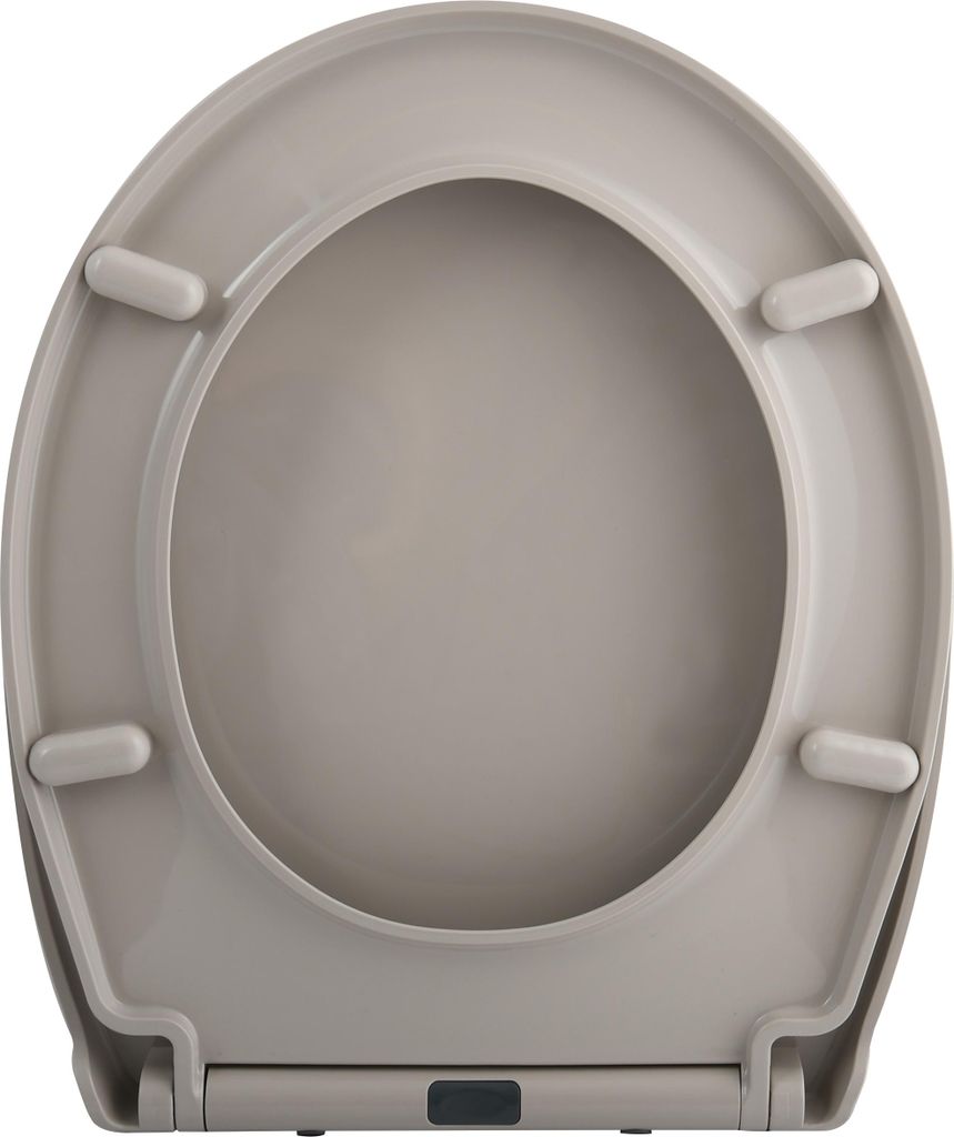 Spirella WC Sitz Toilettendeckel Harry mit Absenkautomatik und auf Knopfdruck abnehmbar zur Reinigung in Taupe – Easy Fix Clip System