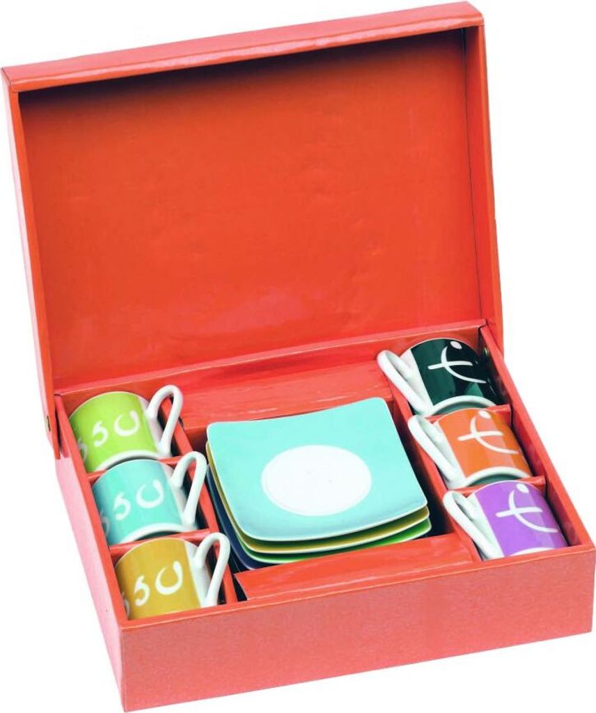 Espresso-Tassen-Set – Dickwandige, bunte Espressotassen Set aus 100% Porzellan| Espressobecher Ø 7,1 cm| 6x Tassen