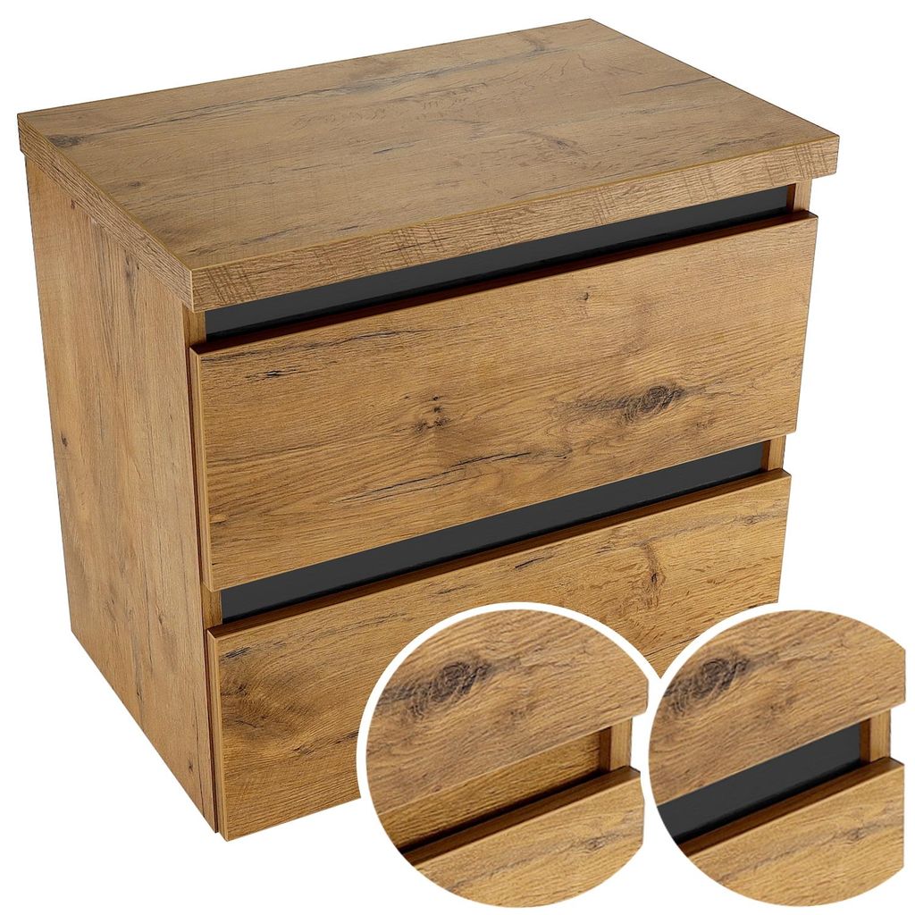 Paplinskimoebel wohnwand, Badezimmerschrank mit Schubladen 60 x 51,5 x 39 cm, Kleiner Schrank für Waschbecken, Gästebadschrank, hängeschrank
