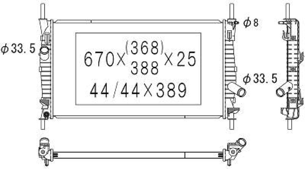 DIEDERICHS DCM2090 Kühler Wasserkühler Motorkühler für FORD TRANSIT Bus (FD, FB, FS, FZ, FC) TRANSIT Kasten (FA) TRANSIT Pritsche/Fahrgestell