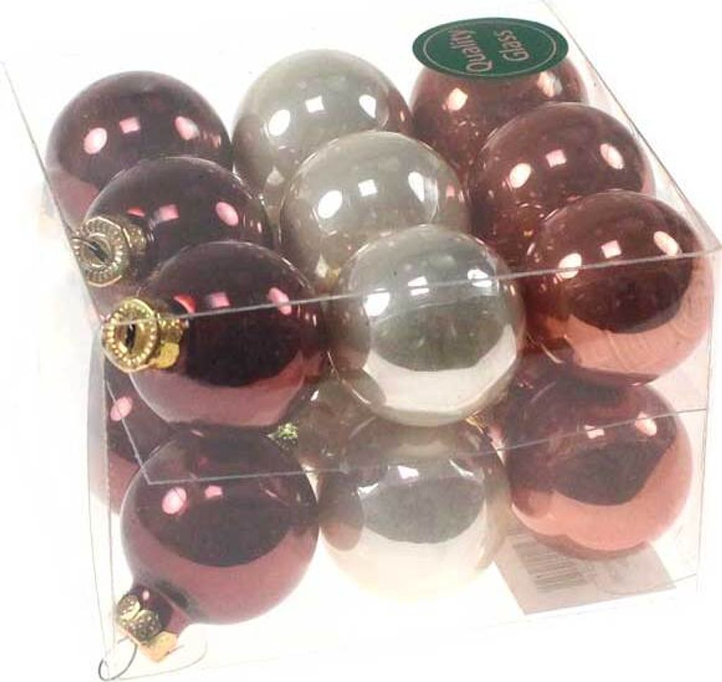 18 Christbaumkugeln Glas Weihnachtskugel Kugel 30mm 3cm Baumschmuck Weihnachten, Farbe:creme-braun