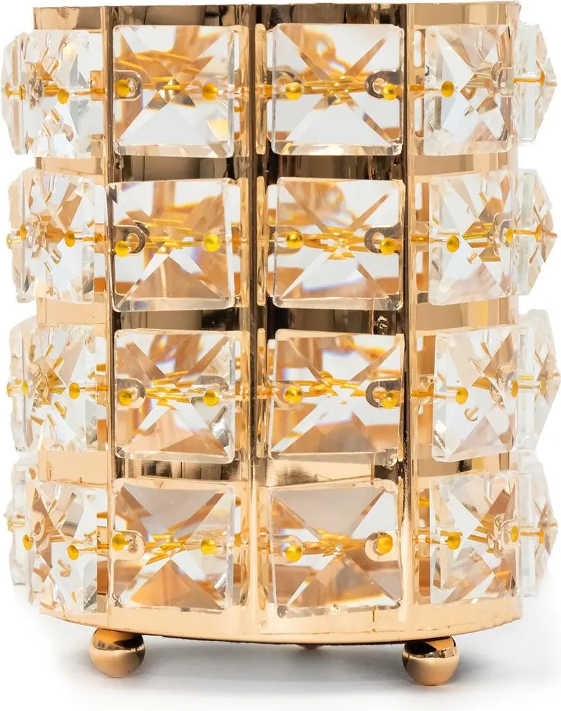 Organizer Cosmetici Intirilife Vetro Oro - Portapennelli Design Moderno