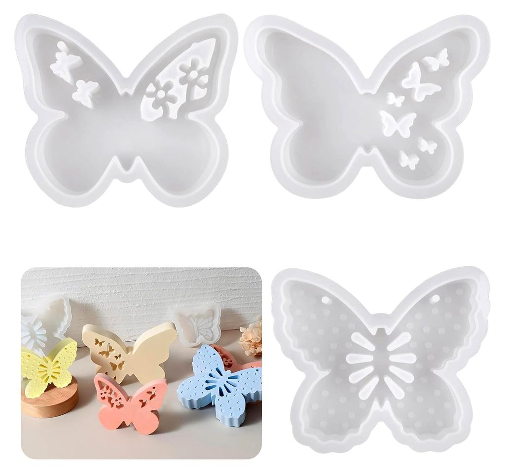 3 Stück Silikonform Schmetterling, 3D Schmetterling Gipsformen zum Gießen für DIY Kerzen, Gips, Seife, Handwerk und kreative Projekte