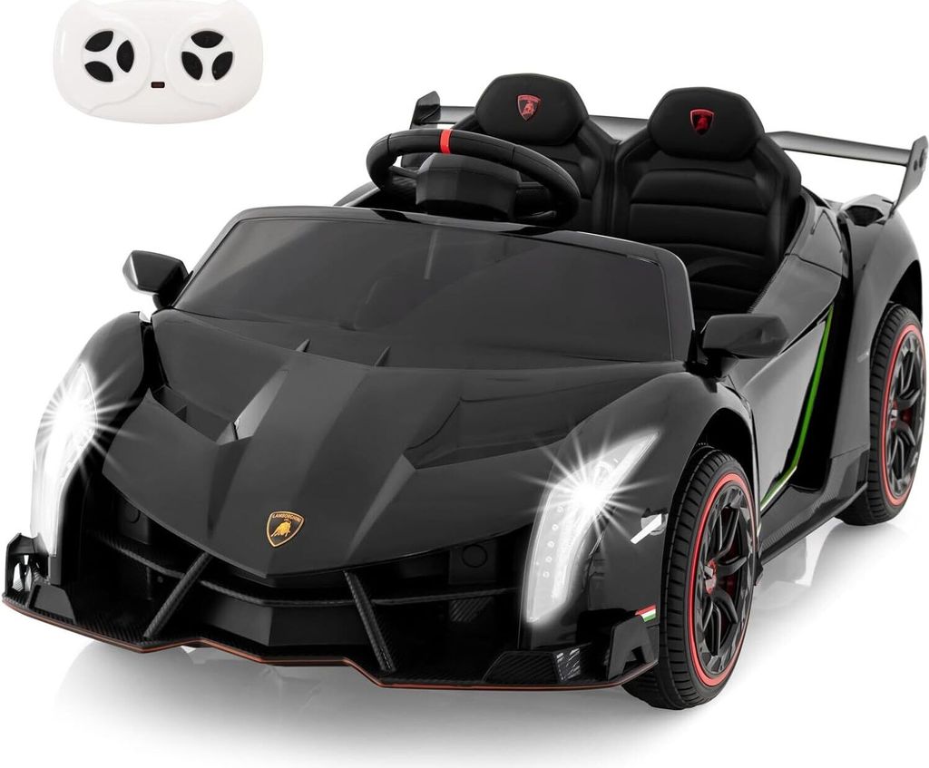 Elektroauto für Kinder, 12V Lamborghini Kinder Auto mit hydraulischer Tür, Elektroauto mit Fernbedienung & Schaukelfunktion & MP3 & LED-Licht, El...