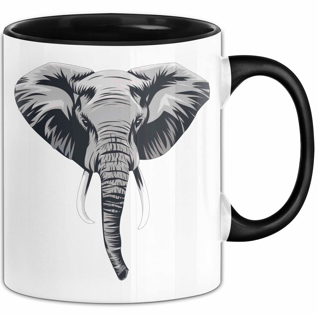 Elefant Tier Tasse Geschenk Lustige Geschenkidee Spruch (Schwarz)